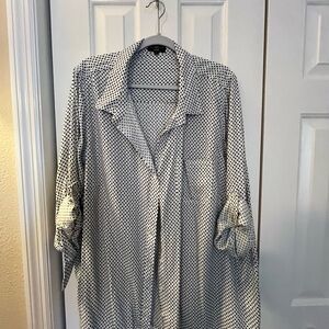 Navy and White Polka Dot Blouse